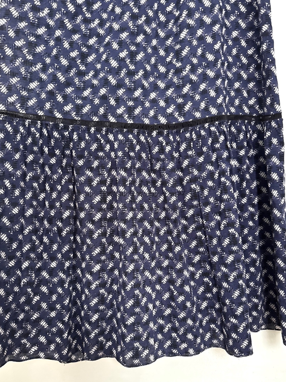 Rebecca Taylor Silk Blend Printed Maxi Dress Blue Tie Neck Sleeveless Size 6 - Picture 6 of 8